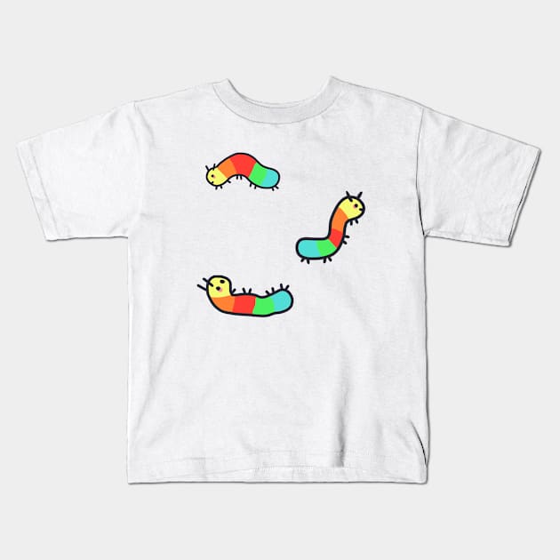 cute rainbow caterpiller design Kids T-Shirt by grafitytees